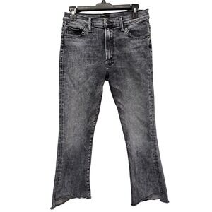MOTHER The Insider Crop Step Fray Jeans Train Stops Black Acid Wash Size 30
